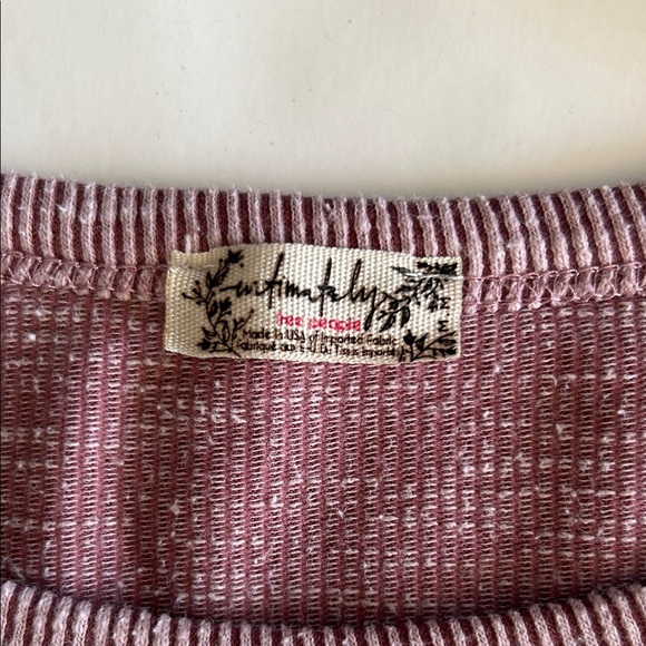 Free People Dusty Pink Ribbed Long Sleeve Top size M - Picture 2 of 4